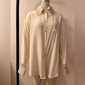 Marc Jacobs Cream Lace Trim silk shirt Top
